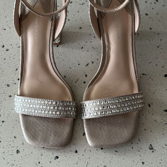 Antonio Melani Marryanna Rhinestone Embellished Ankle Strap Dress Sandals Sz 7.5 - Picture 3 of 14